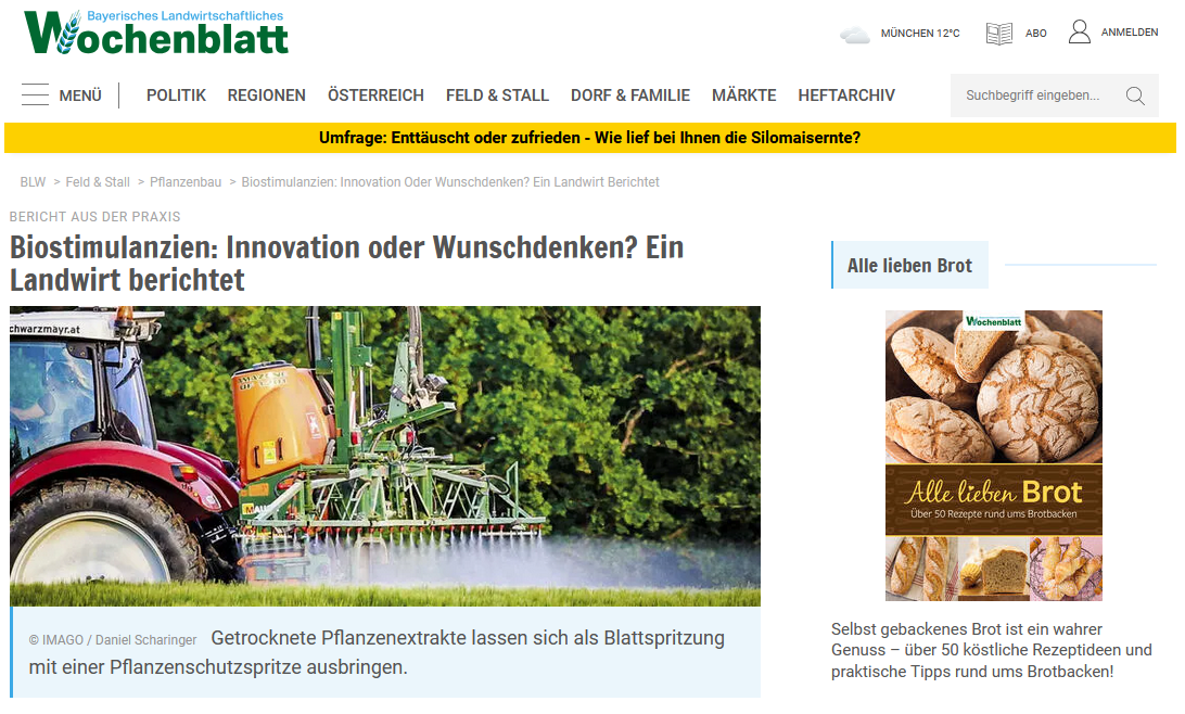 Screenshot vom Bayerischen Wochenblatt